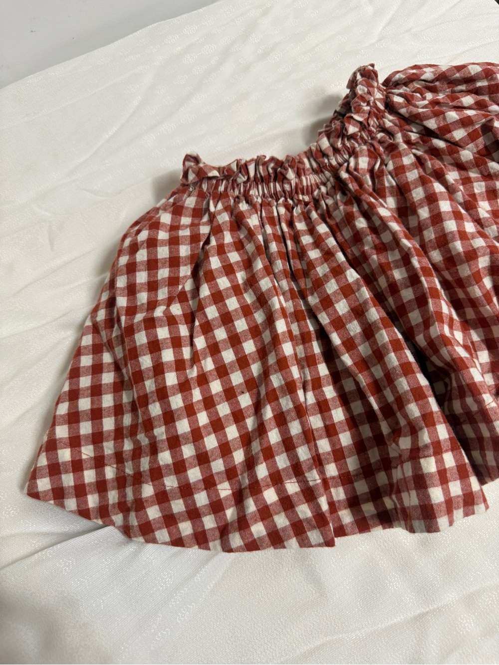 Pink Chicken Theodore Rust and White Gingham Smocked Waist Skirt - Picture 2 of 6